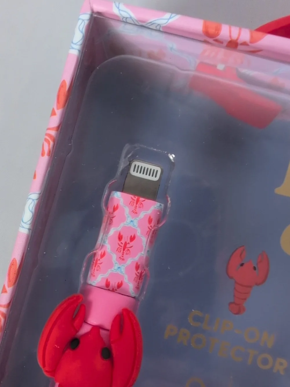 XO Poppy Lobster USB-A to Lightning Cable 10 Feet Clip & Protect